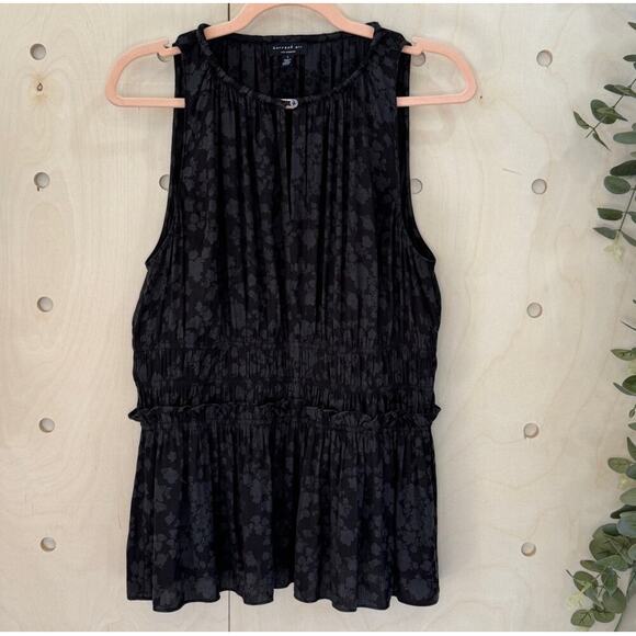 CURRENT AIR Los Angeles Floral Jacquard Top Size Large Charcoal Black Sleeveless - Picture 11 of 11